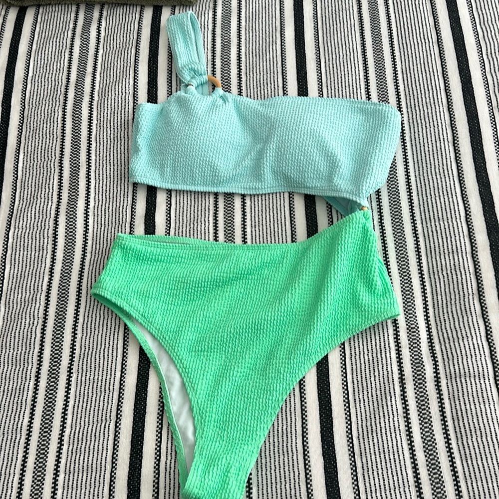Pink Lily Color block one piece swimsuit
